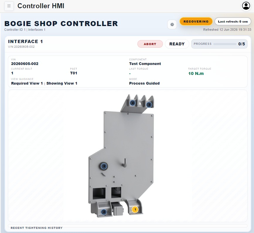 Component loaded and tracked through tightening history